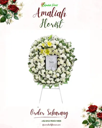 Krans Bunga Duka Cita cipasang